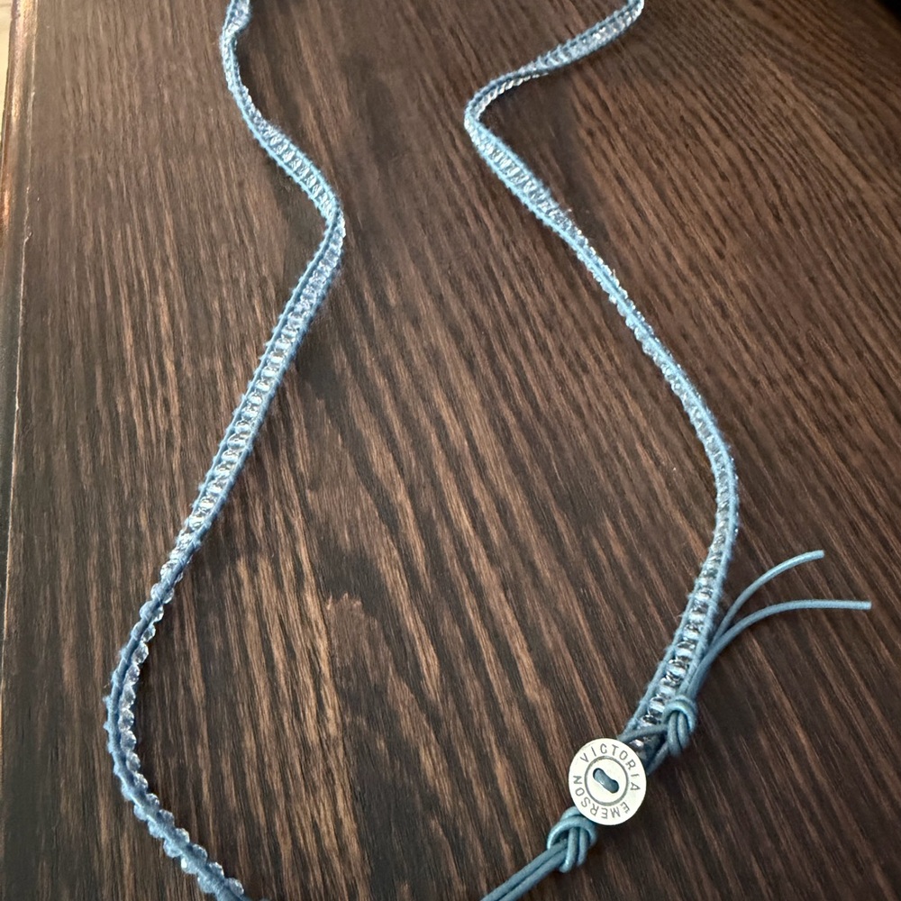 Victoria Emerson Blue Beaded Necklace with Silver Charm